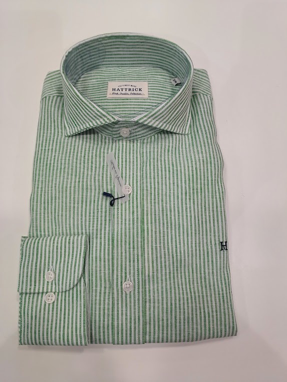 Camisa de lino rayas verdes Hattrick
